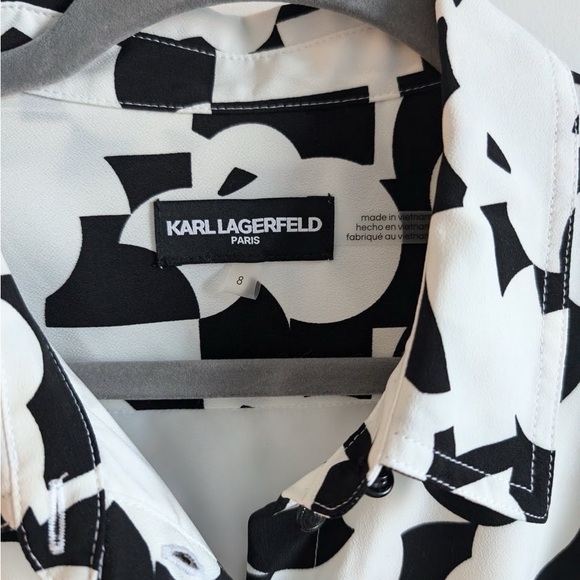 KARL LAGERFELD Print Asymmetric Hem Midi Dress NWOT - Picture 4 of 4